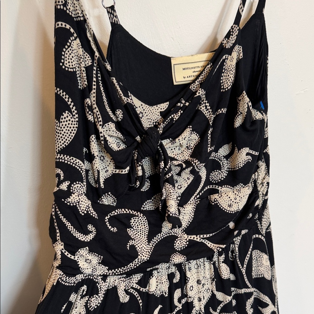 Moulinette Soeurs buy anthropology Black Maxi Dress with Cream Floral Print - Picture 5 of 10